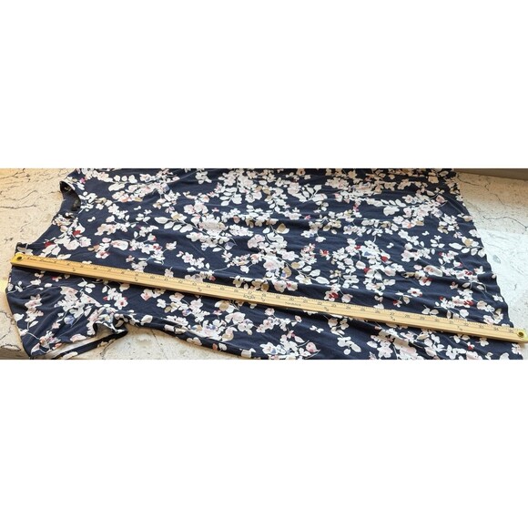 J JILL Wearever Collection Perfect T-Shirt Dress Large Navy Blue Waterfloral - Picture 7 of 10
